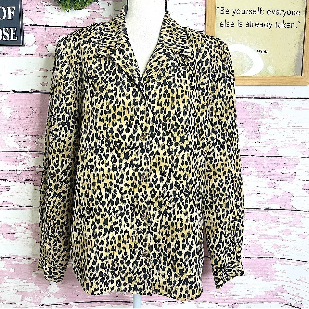 VINTAGE NORTON MCNAUGHTON Collared Button Down Animal Print Shirt Size 12